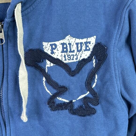 PACIFIC BLUE Blue Eagle Full Zipper Hoodie Jacket Size Small - Picture 9 of 10